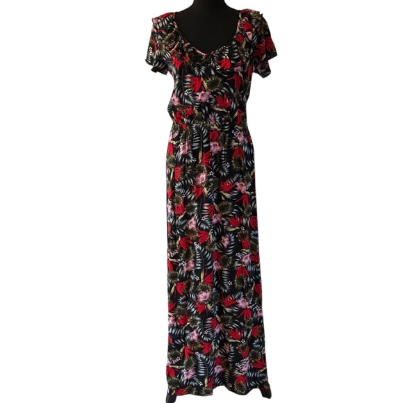Calzedonia Cobey Dresses & Skirts - Women’s Calzedonia Cobey Black Floral Tropical Maxi Dress Beach Coverup size S
